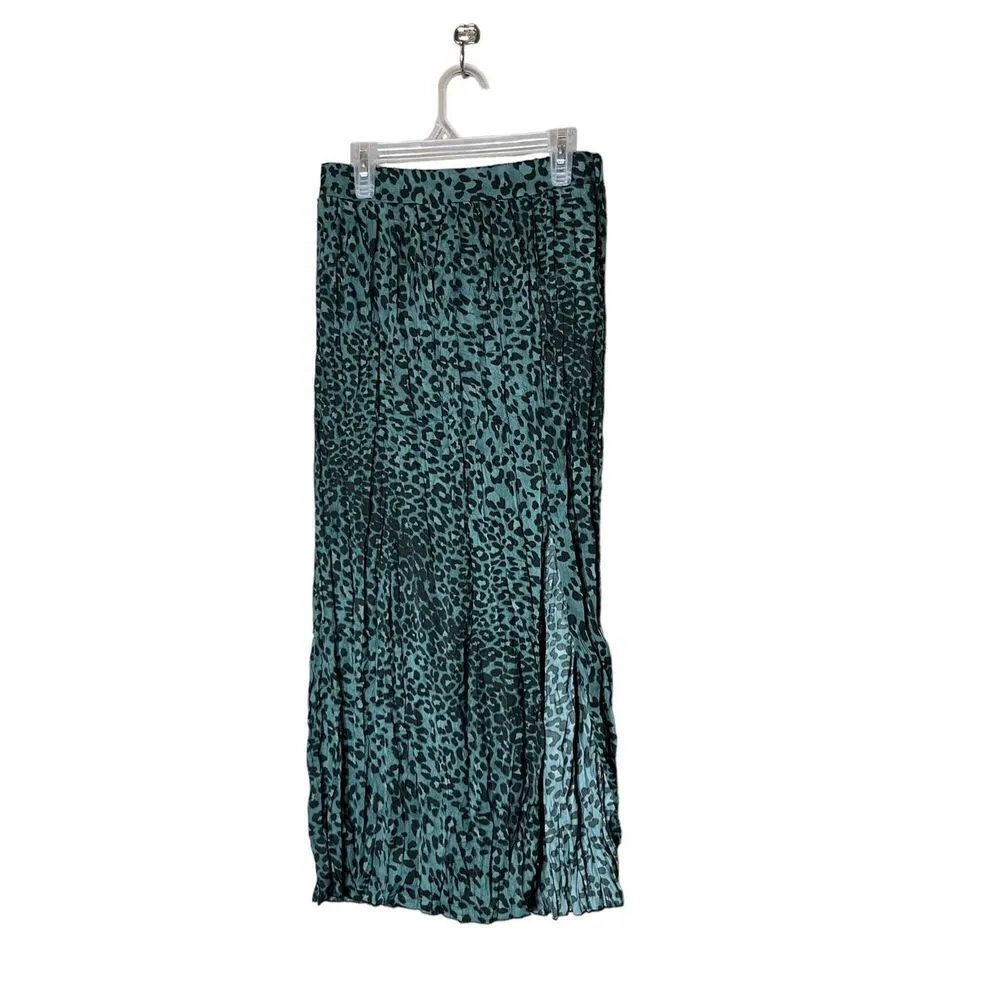 Elan  Blue Green‎ Leopard Print Maxi Skirt Size Medium - Image 5
