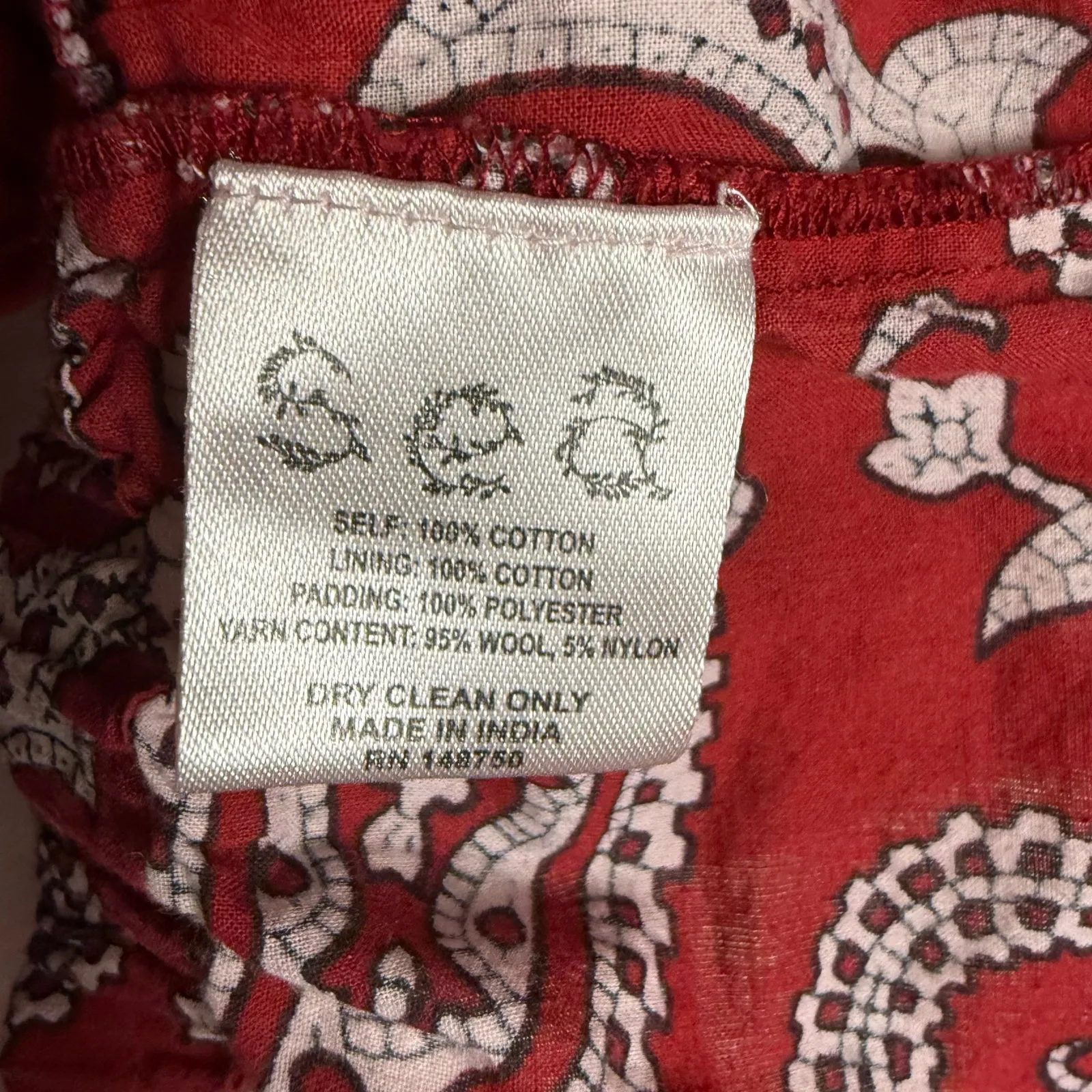 Sea New York Theodora Red Paisley Print Puff Sleeve Square Neck Crochet Trim Top - Image 15