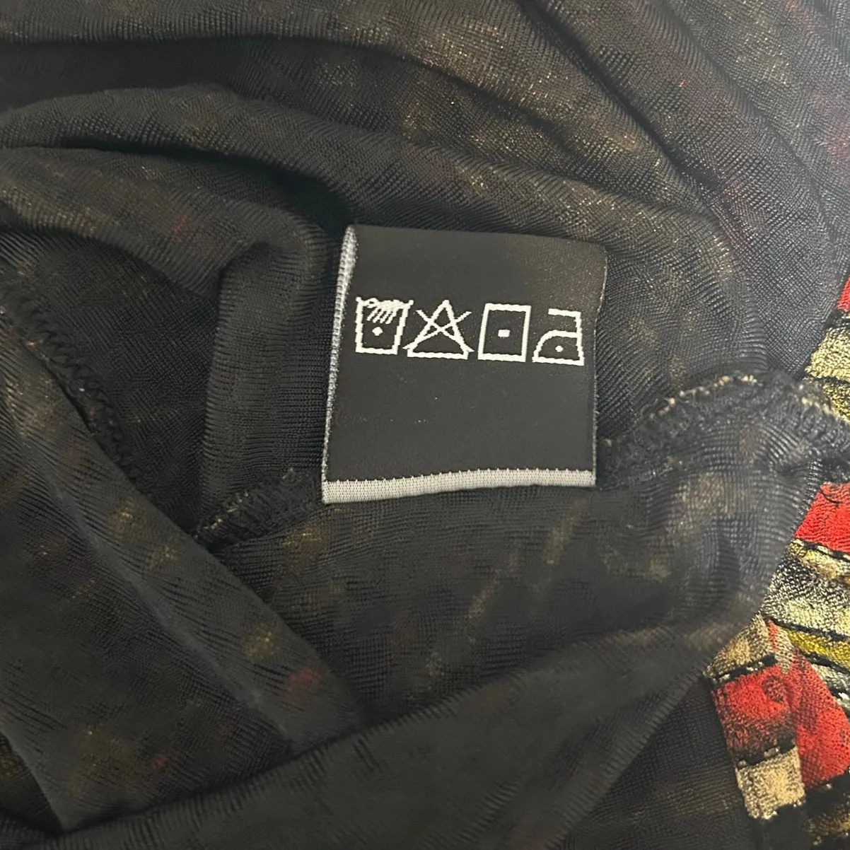 Sharon Anthony Top 2X Muted Tone Abstract Stretch Metallic Wave Artsy Boho Chic‎ Red - Image 6