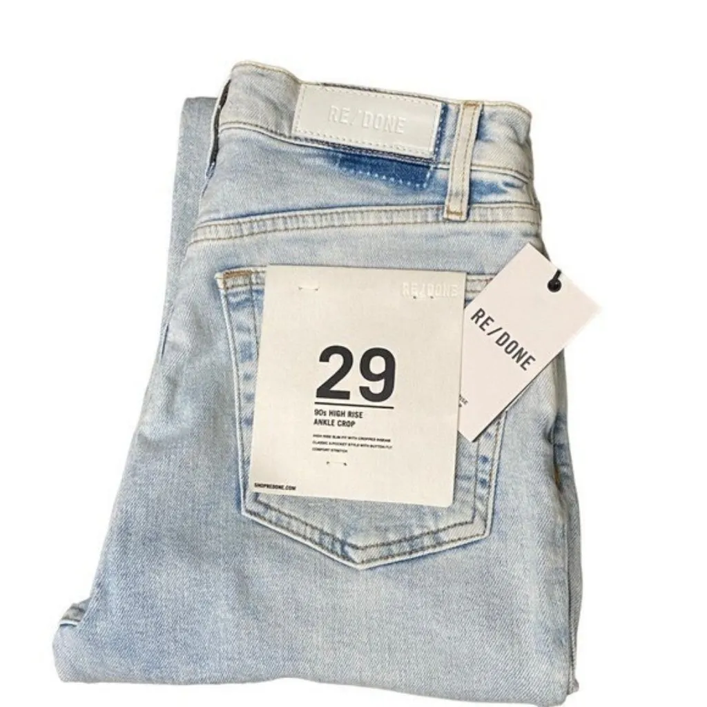 NEW Re/Done 90s High Rise Ankle Crop in Calm Waters Blue Size 29 - Image 7