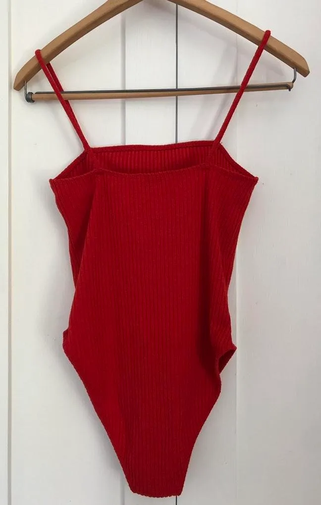 Red Ribbed Bodysuit - Image 2