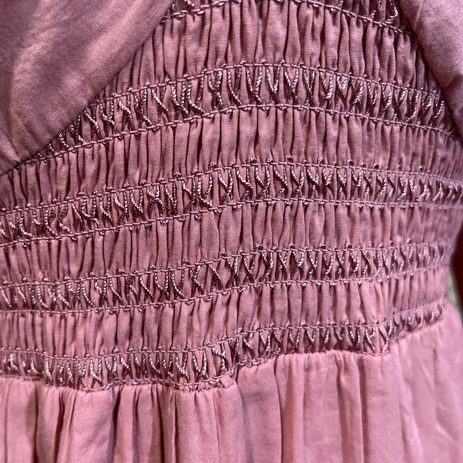 Patrons Of Peace Babydoll Puff Sleeve Maxi Dress Pink Small Cottage Y2K Boho - Image 9