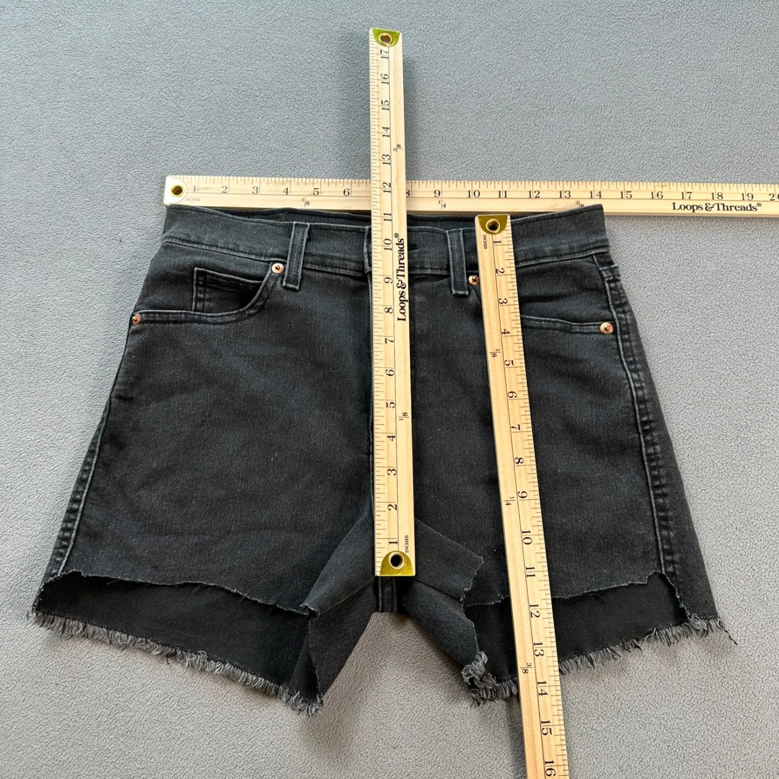 Signature by Levi Strauss & Co Denim Shorts Womens 25 Black High Rise Distressed - Image 3