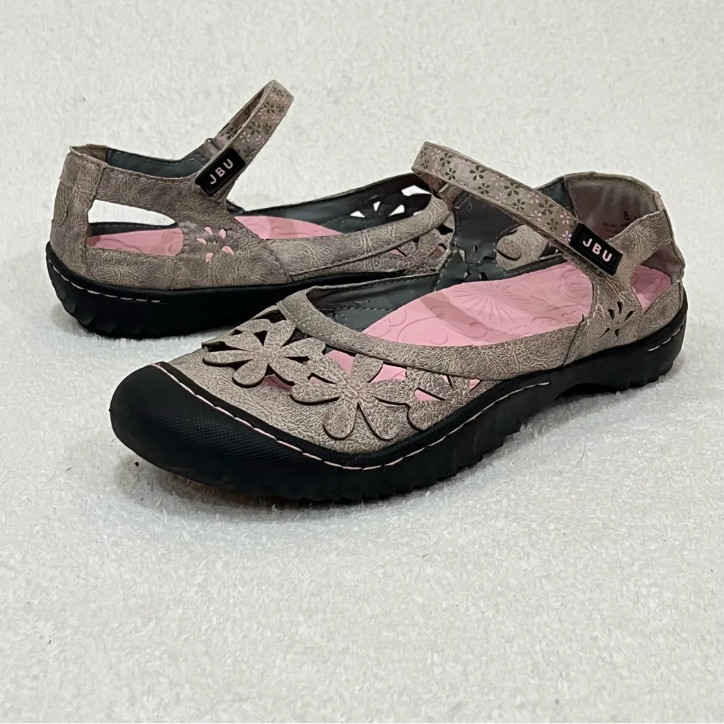JBU by Jambu Grey Taupe Wildflower Mary Jane Casual Shoes Size 8.5 - Image 2