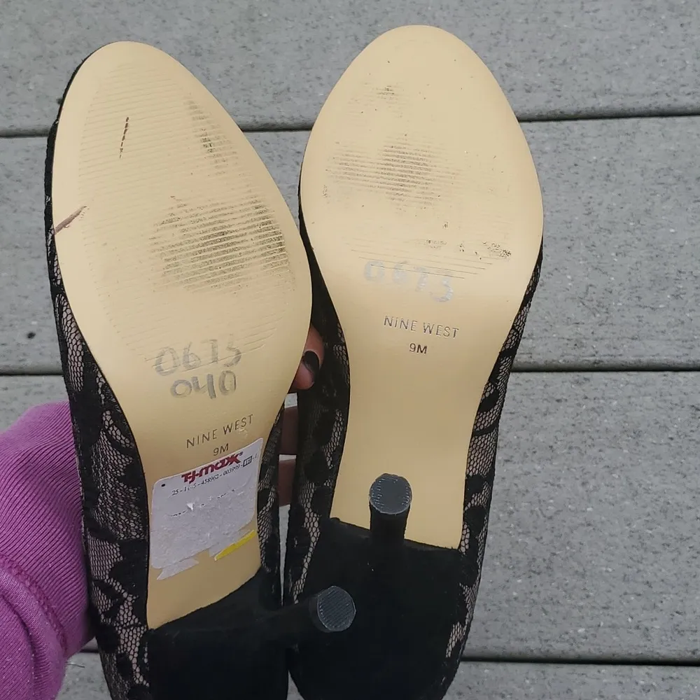 Nine West Black Lace Peep Toe Heels | Nine West Sorbet Heels - Image 9