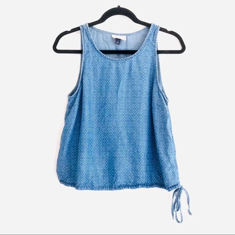 Universal Thread Tank S Chambray Lyocell Drawstring Seersucker Crop Sleeveless - Image 3
