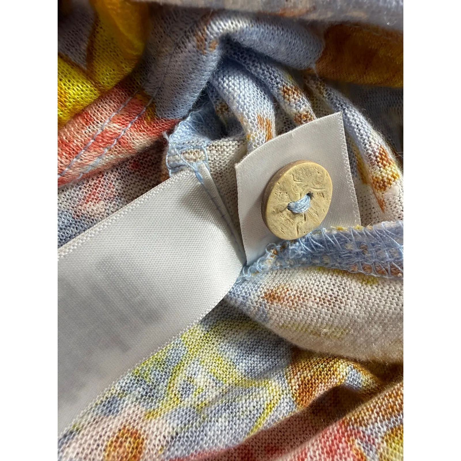 Joie Linen Floral Print Cap Sleeve Button Side Top Women's Cottagecore Light - Image 6