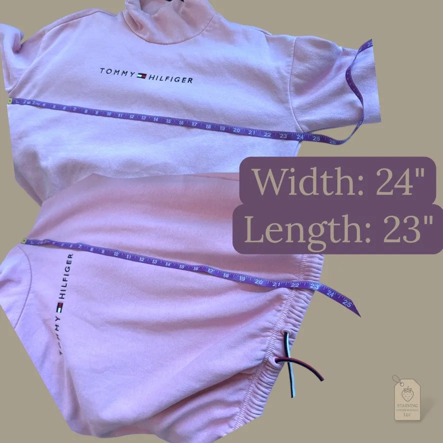 Tommy Hilfiger Pink Mock Neck Drawstring Sweatshirt Women’s M - Image 9