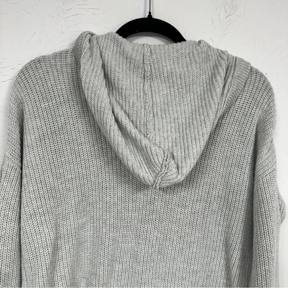 Rachel Zoe Grey Knit Pullover Hoodie Sweater Womens XS Henley Preppy Cozy Casual - Image 10