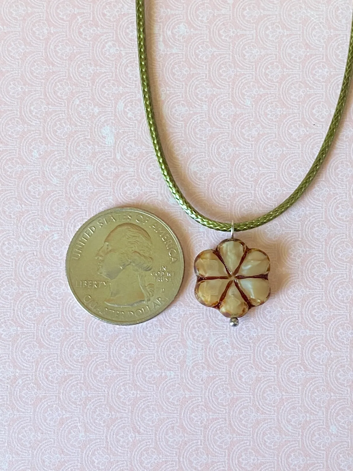 Handmade quality Czech glass flower bead fairy boho vintage retro style necklace🤎🌿 - Image 7