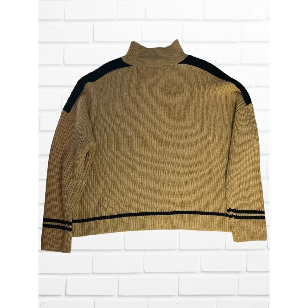 Sanctuary‎ Women's XXL Feeling Sporty Mock Turtleneck Sweater Chunky Knit Tan - Image 2