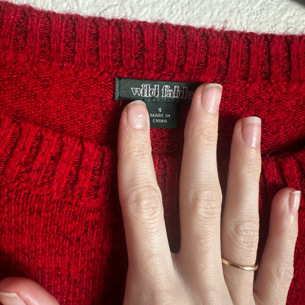 Wild Fable Vibrant Red Crew Neck Sweater - Image 5
