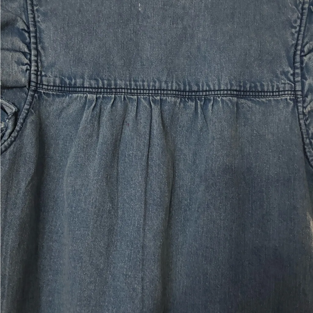 Pilcro (Anthropologie )Blue Denim Top with Patterned Trim - Image 8