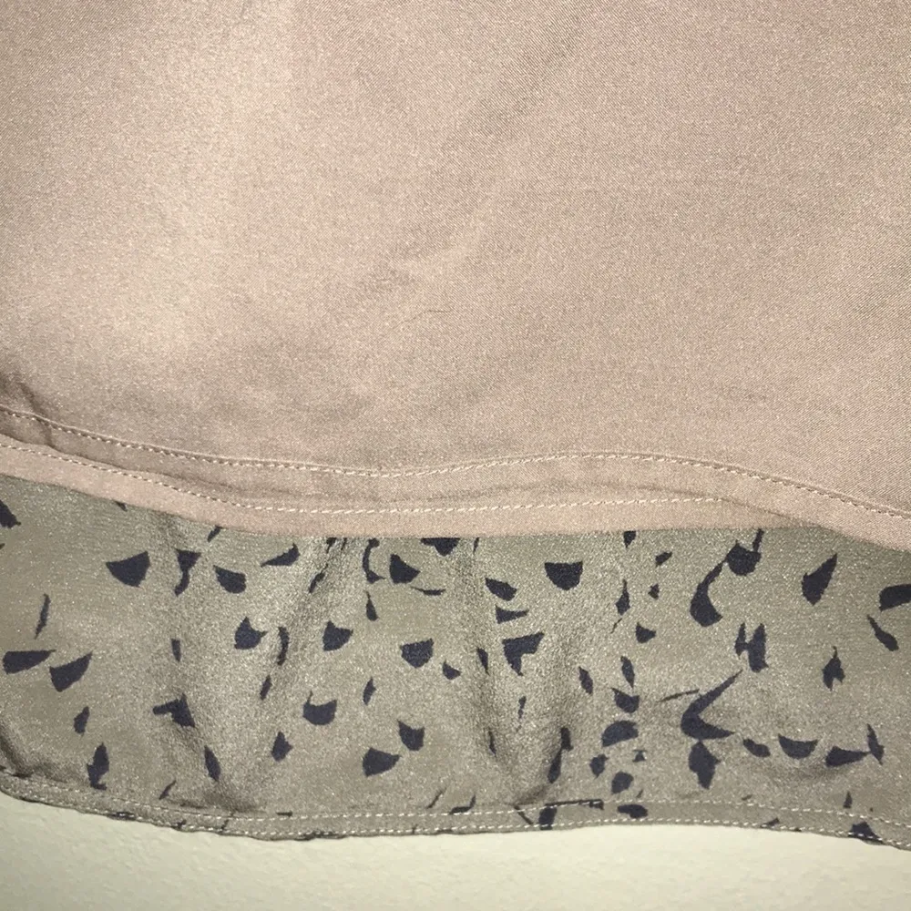 Broadway & Broome Women’s Silk Taupe Black Patterned Faux Wrap Skirt Dress Brown Size 4 - Image 7