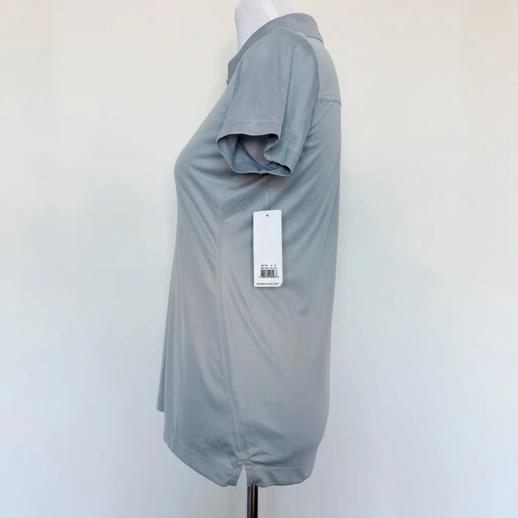 New Balance Womens Performance Tech Polo Size Medium Light Gray Grey Athletic - Image 10