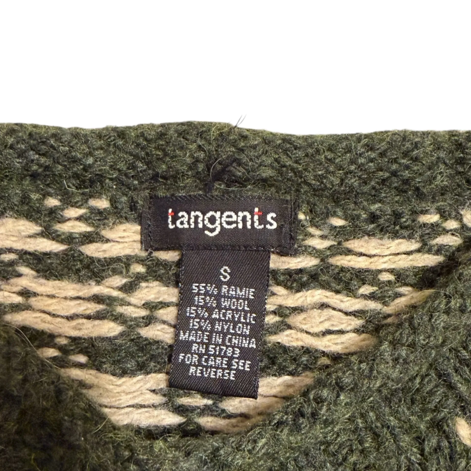 Vintage Tangents Size S Fair Isle Snowflake Sweater Green Wool Nordic Cabincore - Image 3