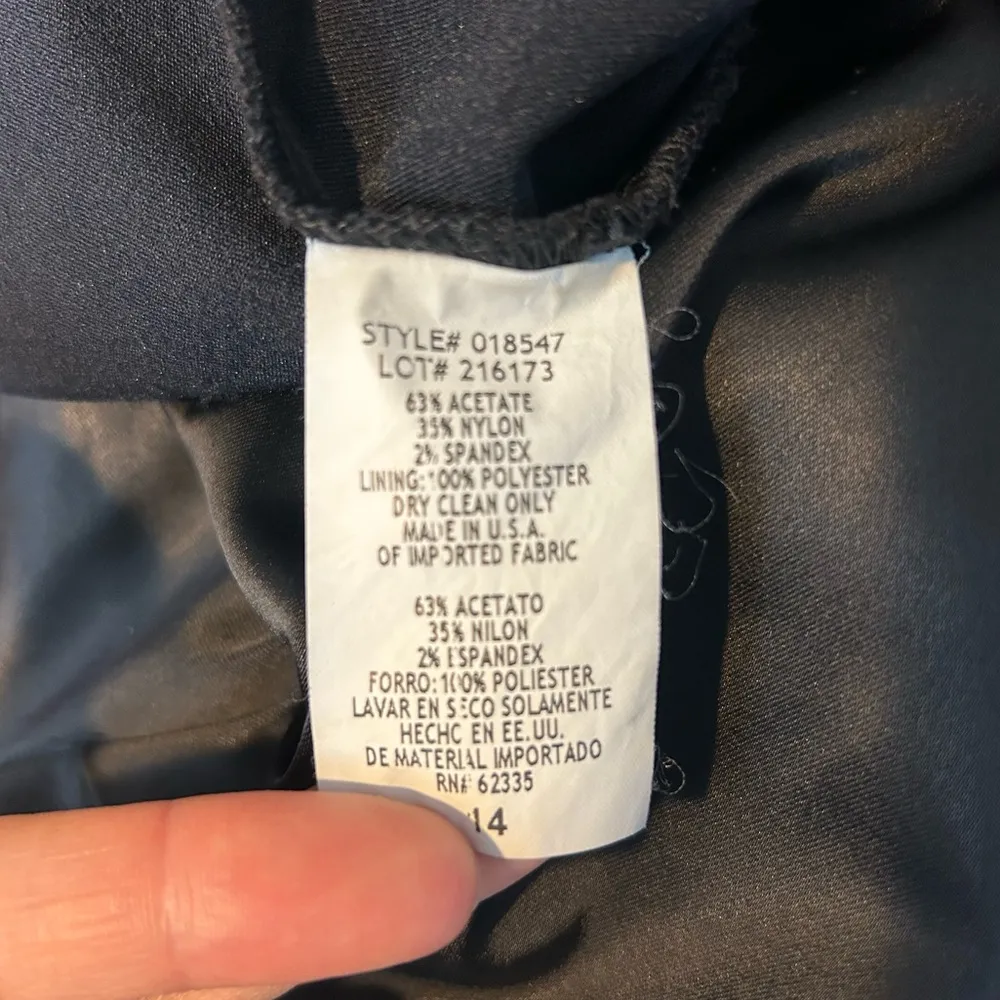 Betsy & Adam Off Shoulder Black Satin Bodycon Sheath Dress Size 14 - Image 11