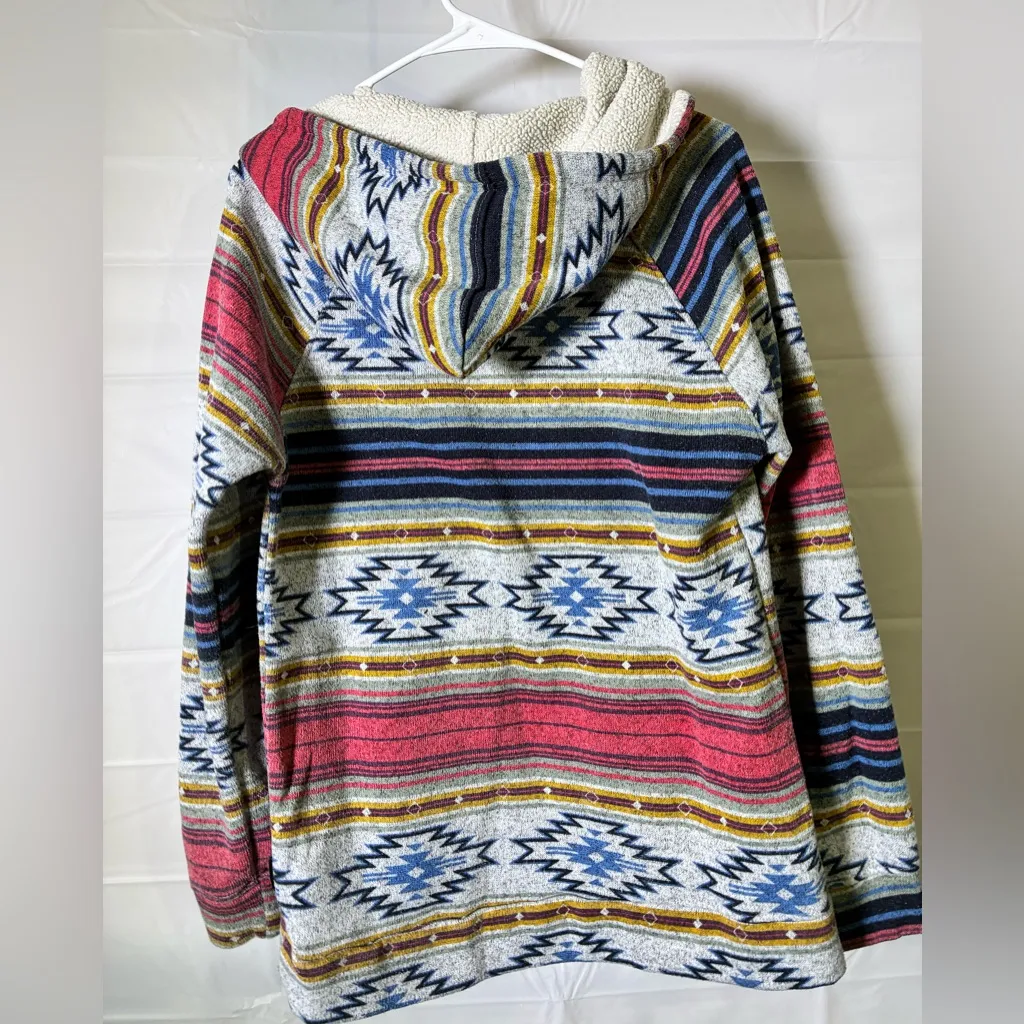 Brooklyn Cloth Multicolor Western Striped Sherpa Lined Hooded Quarter Zip - Image 2