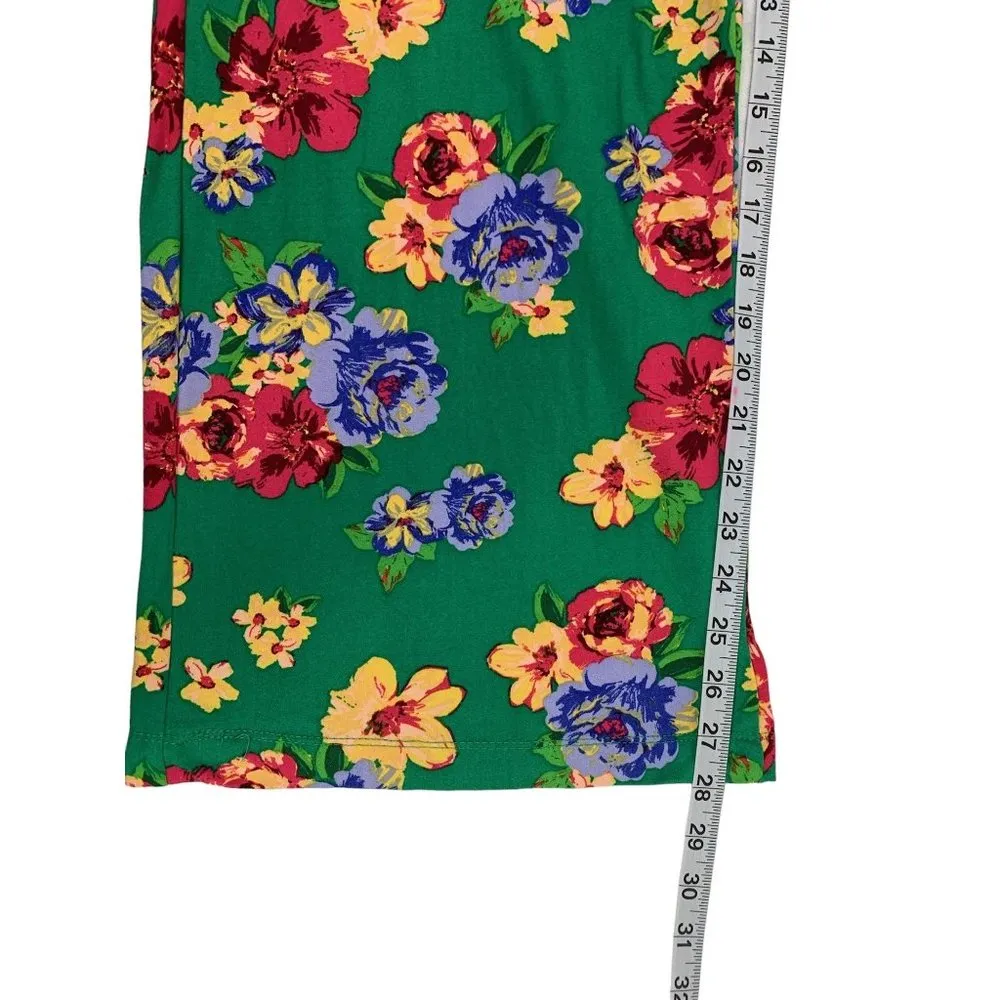 Rouge Collection Women's Floral Green Lounge Pants Size 3X - Image 7