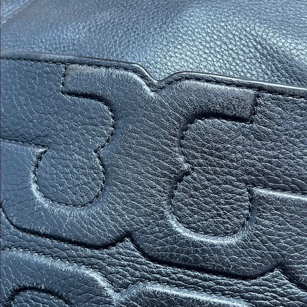 Tory Burch Bombe T Black Leather Double Handle Satchel - Image 2