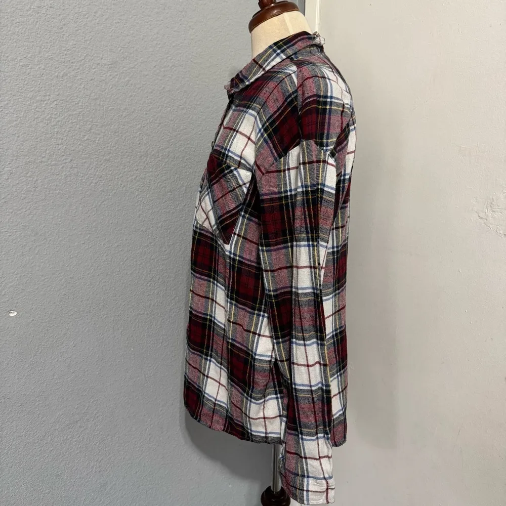 Thread & Supply Women Multicolor Collard Long Sleeves Relaxed Plaid Shirt Sz XL White - Image 9