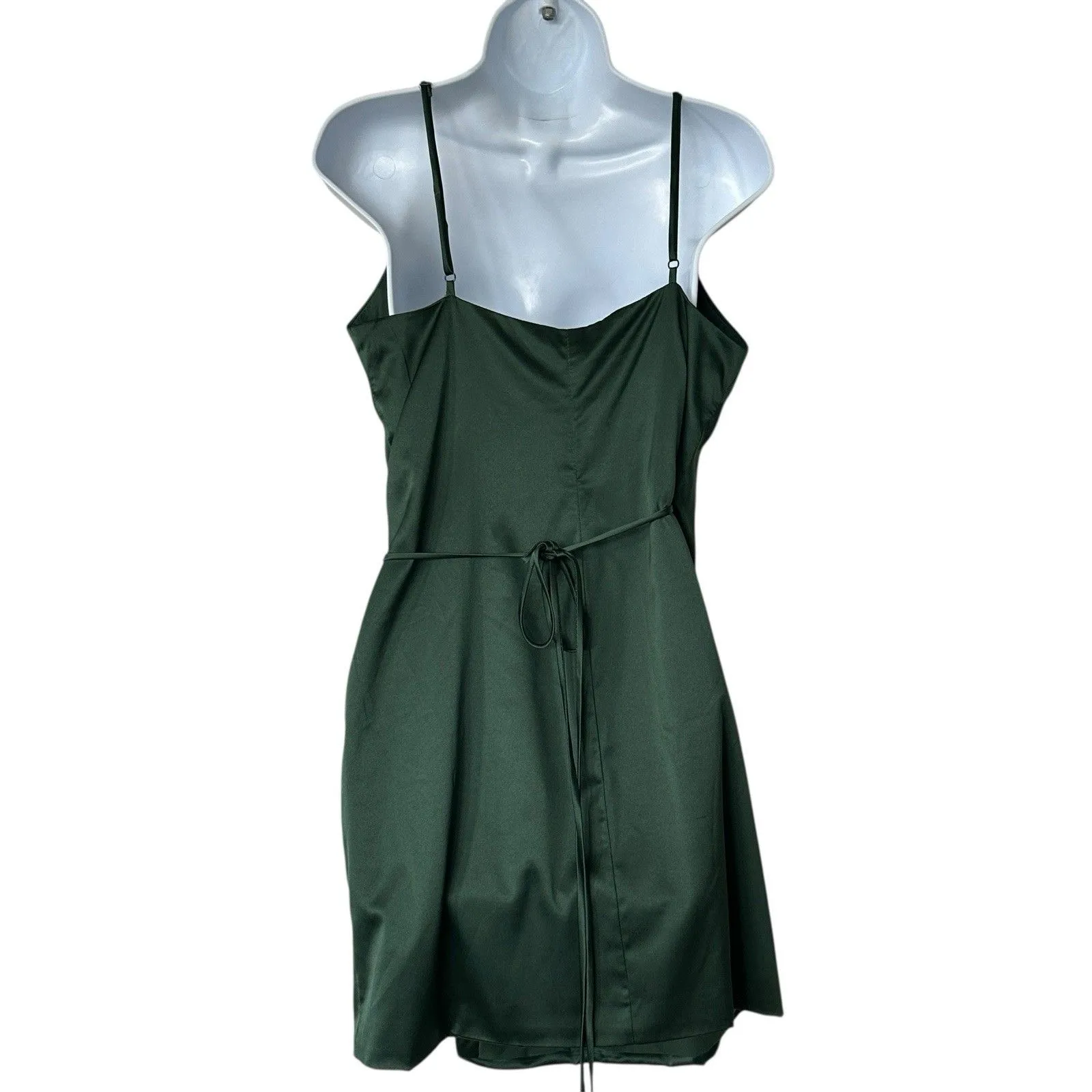 REVOLVE MAJORELLE Green Nina Satin Wrap Mini Spaghetti Strap Dress Women's Large - Image 4