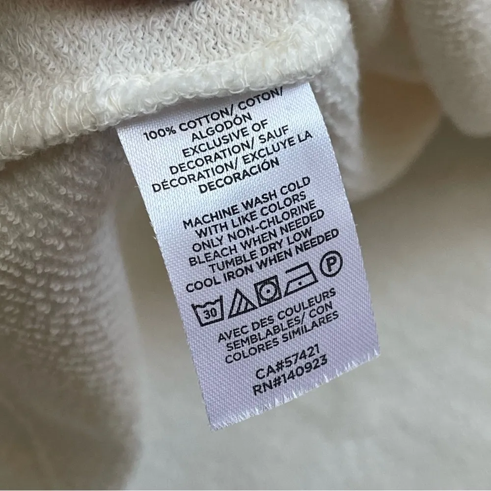 LOFT Cotton Eyelet Sweatshirt off white cream long sleeve Sz L New - Image 10