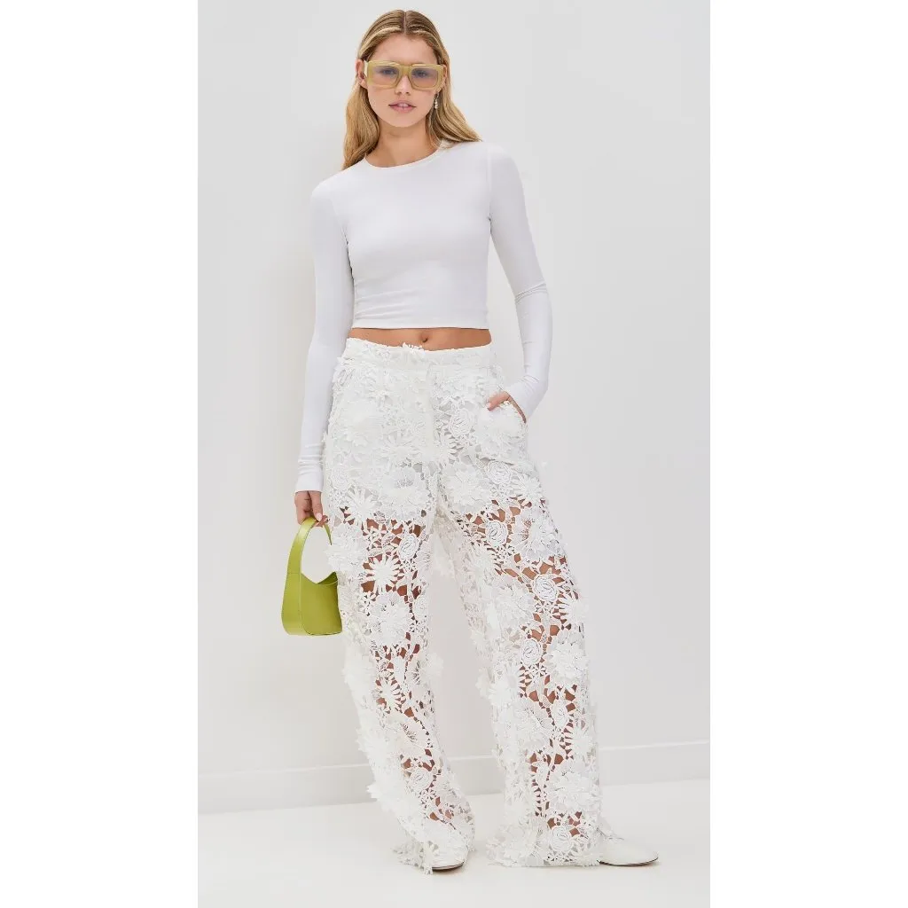 AKNVAS Adrian Floral Lace Pants in White 4 Womens Trousers - Image 12