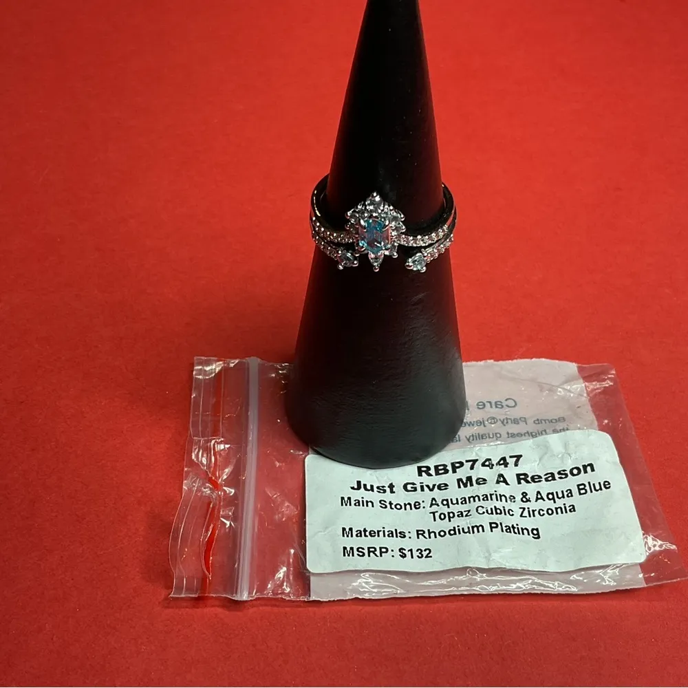 Bomb Party RBP7447 “Just Give Me A Reason” Cubic Zirconia on Rhodium S8 Ring NWT Silver Size 8 - Image 6