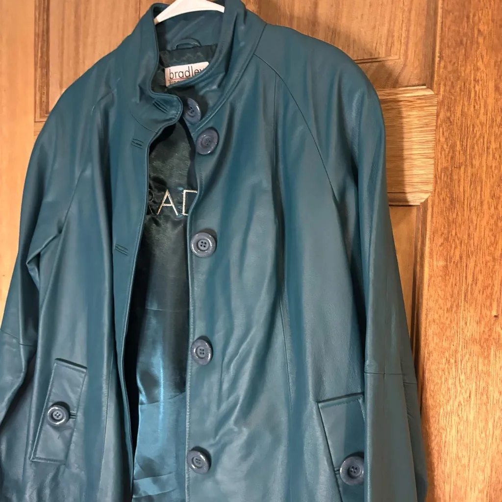 Vintage Bradley Bayou boho Blue Leather Jacket Size‎ M Size M - Image 2