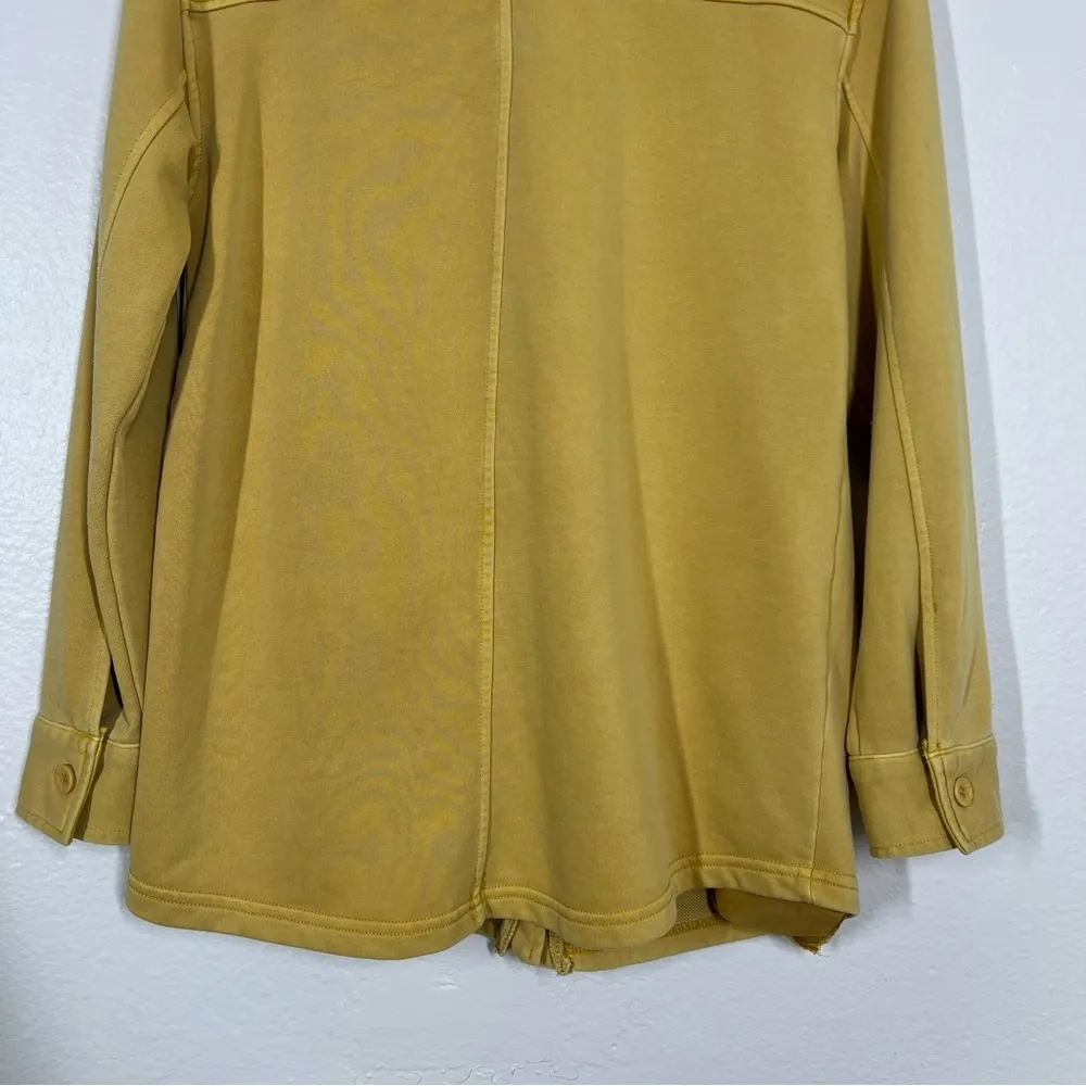 Avec Les Filles Mustard Yellow French Terry Button Down Shirt Jacket Shacket - Image 8