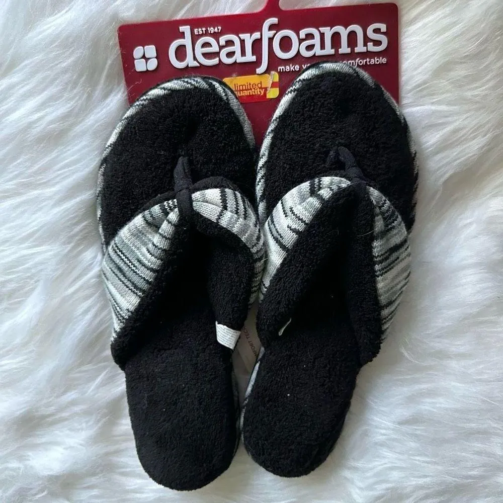 DearFoams black/white slippers , multi-density cushioning system, slip resistant - Image 3