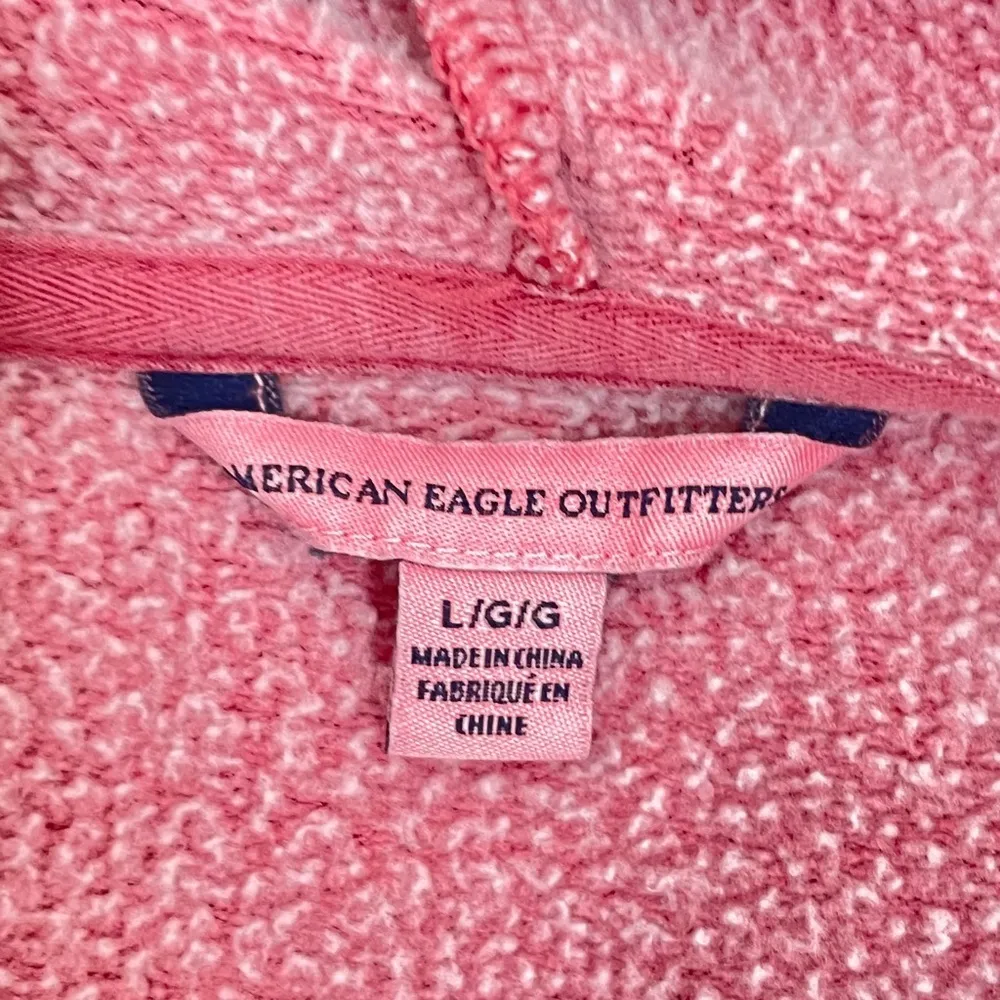 American Eagle Embroidered Cropped Pink Sweatshirt Hoodie - Image 2