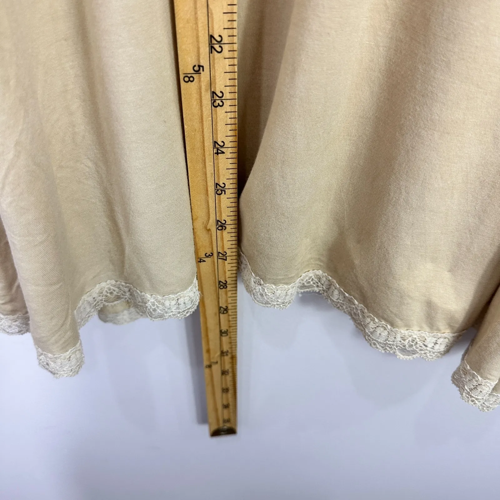 POL Boho Tunic Top M Beige Lace Corset Sheer Peasant Hippie Y2K‎ Cottagecore - Image 4