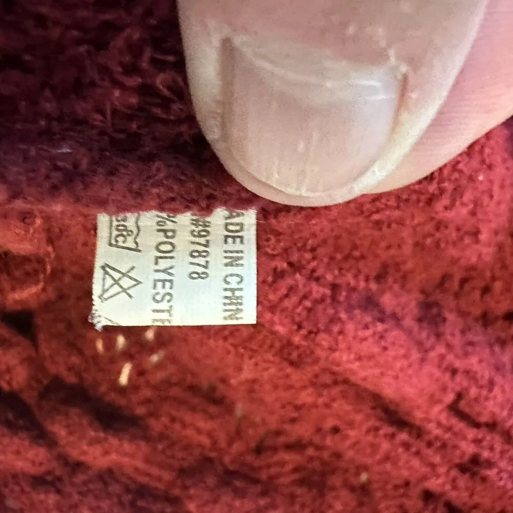 Infinity Scarf Red Knit 52” Ruffles Circle Loop Cowl Neck Cozy Warm Clothing - Image 3