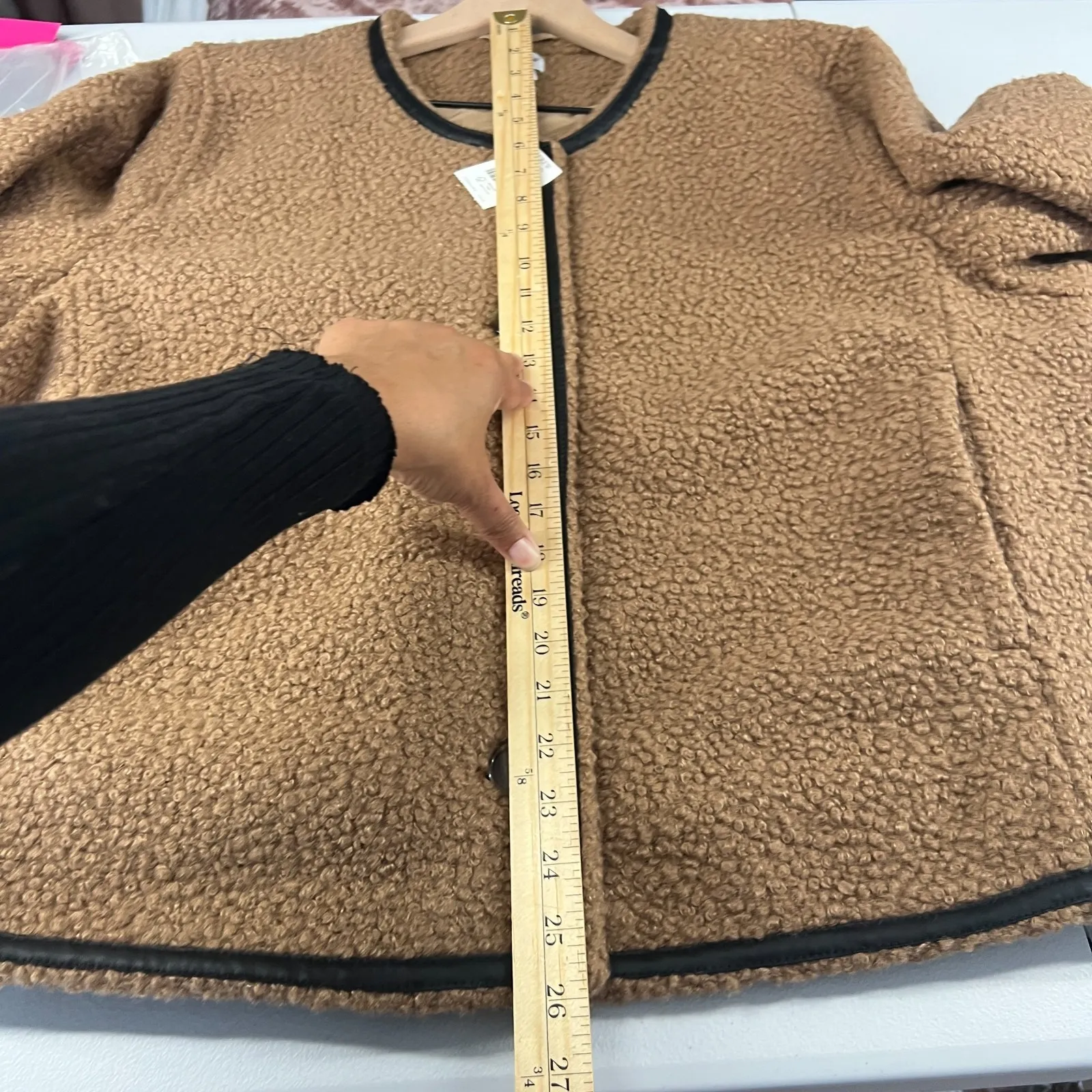 J.Crew Sherpa Jacket Womens 22 Toasted Brown Faux Fur Round Neck Long Sleeve Size undefined - Image 14