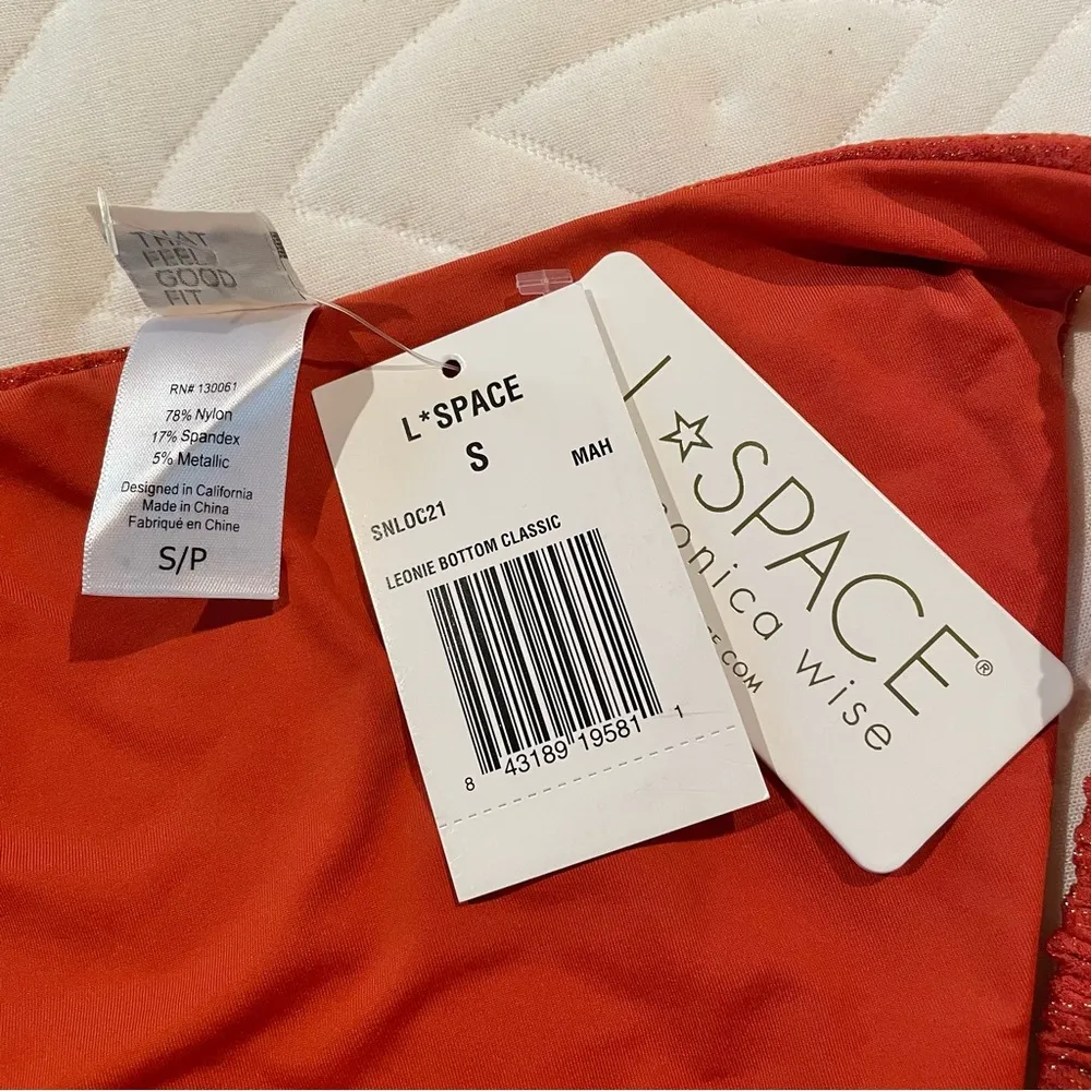 Leonie Bikini Bottoms in Orange Metallic Textured Small NWT - Image 4