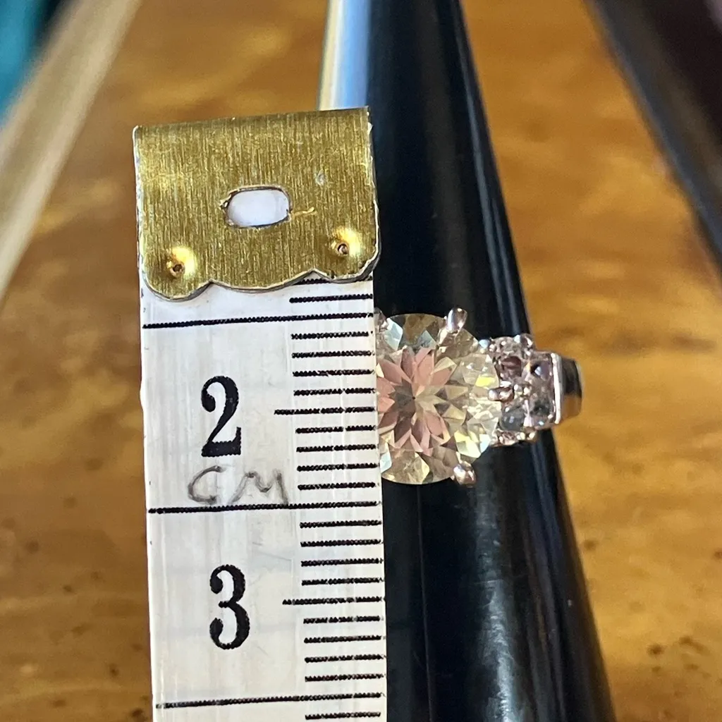 Yellow Labradorite White Topaz Sterling Silver Ring Size 6 - Image 8