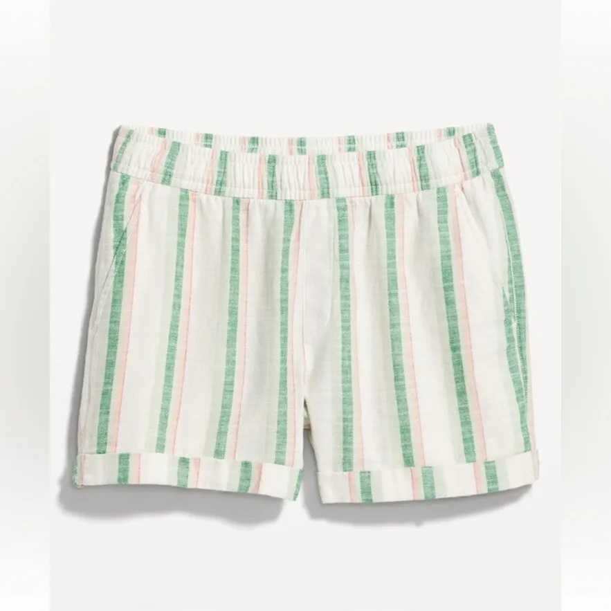 Old Navy High Waist Striped Shorts - Green and Pink - Image 6
