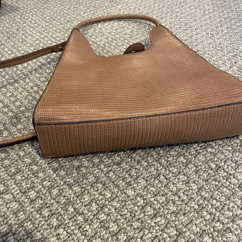 A New Day Purse Faux Leather Tan Shoulder Strap Textured Bag Crossbody Modern - Image 2