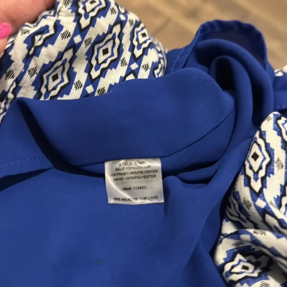 Sugarlips Blue Printed Sleeveless A-Line Summer Mini Dress Size M - Image 8