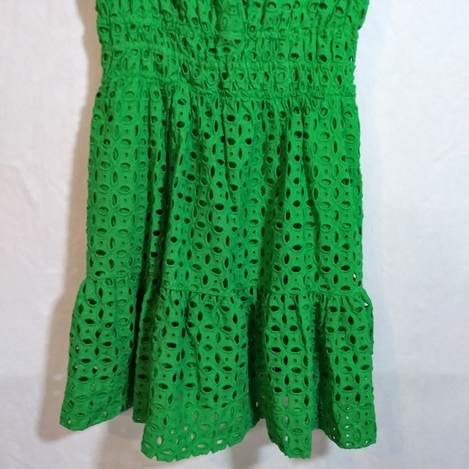 By Anthropologie Somerset Mini Dress Eyelet Edition Kelly Green Petite Size XSP - Image 4