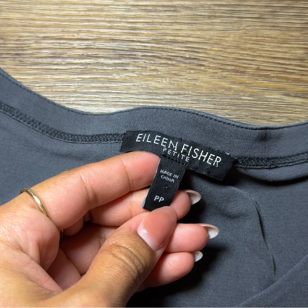 Eileen Fisher Charcoal 100% Silk Relaxed Fit Loose Casual Tank Top Size PP - Image 5