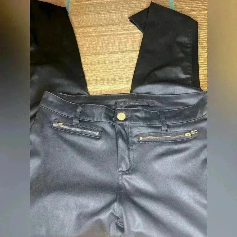 Women’s Black Pleather Pants Size 4 - Image 3