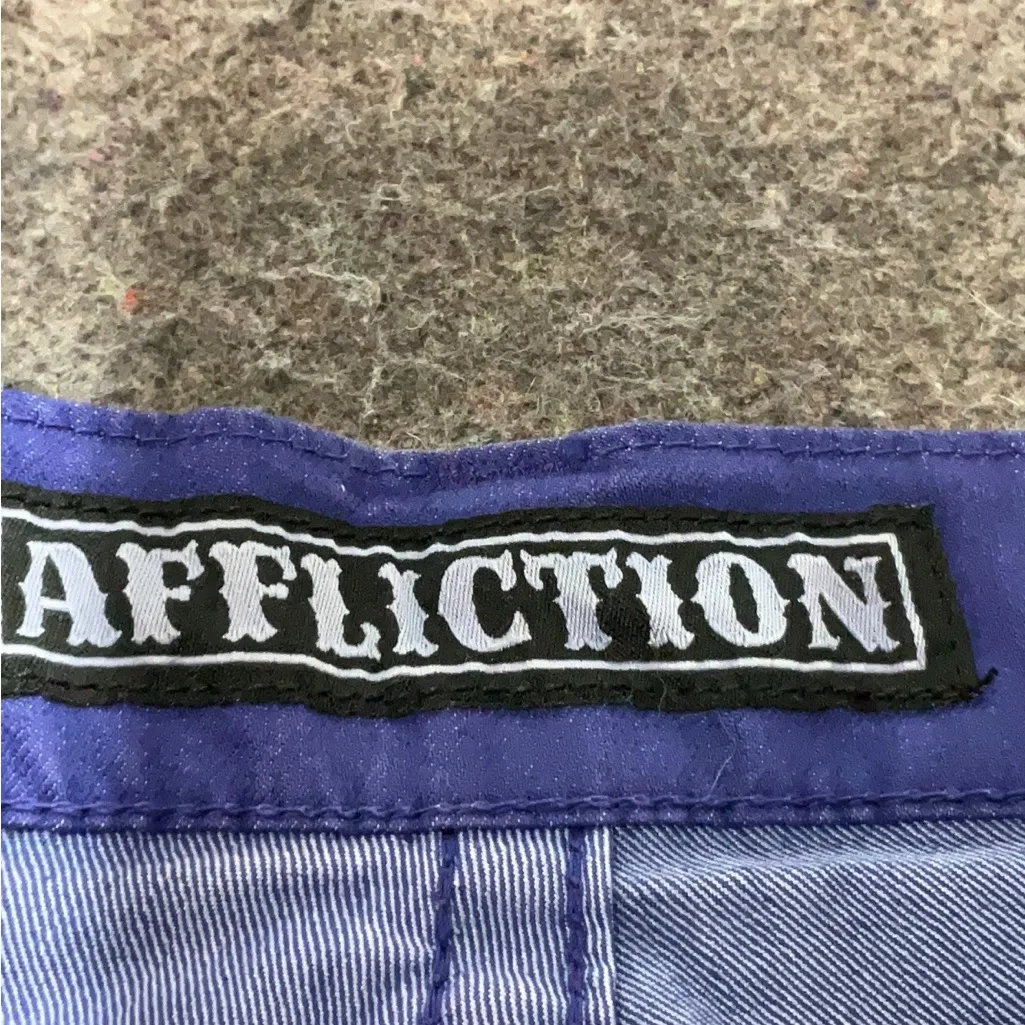 Affliction Women's Dark Blue Studded Jean Shorts - Image 4