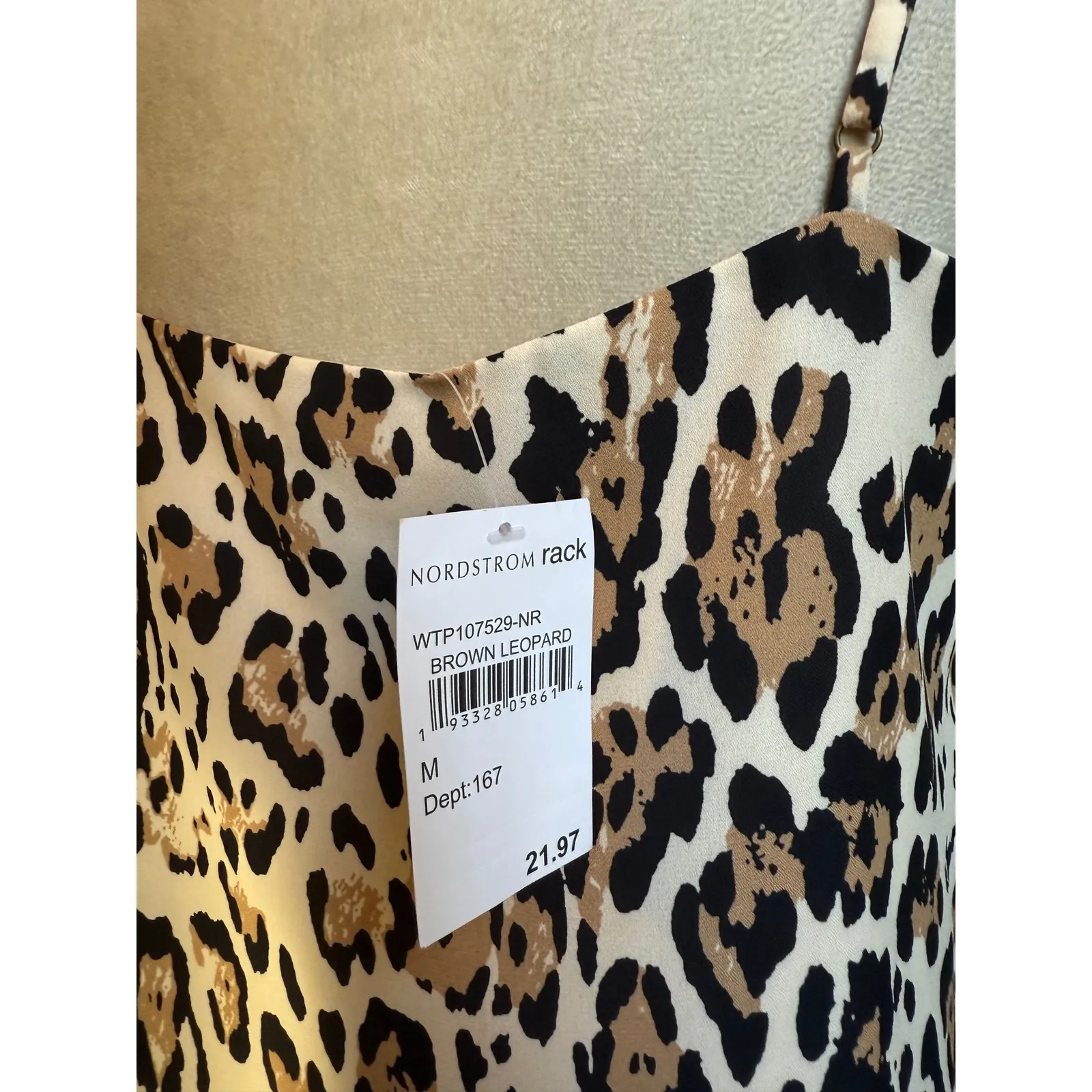 NWT Leopard Lace Trim Cami Tank Top Brown Black Beige M boho y2k animal print - Image 2