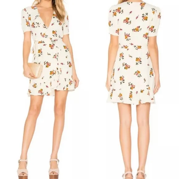 Privacy Please June Floral Print Ruffle Wrap Mini Dress | XS - Image 2