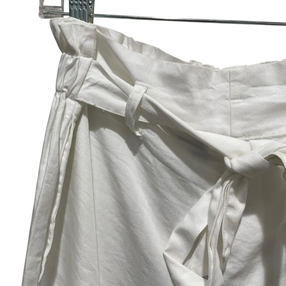 SAKS FIFTH AVENUE ​Tie-Waist Ruffle-Trim Shorts White Womens Size Small - Image 4