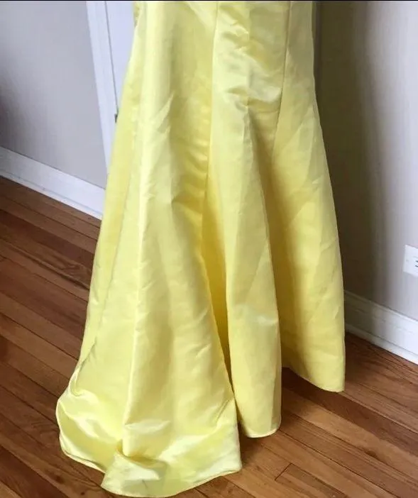 Prom Gown Embellished Straps Low Back Bodice Yellow - Image 7