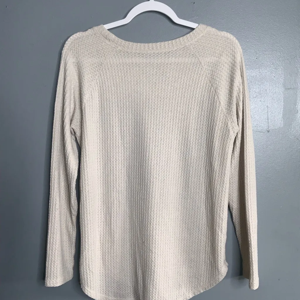 American Eagle Soft & Sexy Plush Cream Waffle Knit Sweater Pullover Medium - Image 5